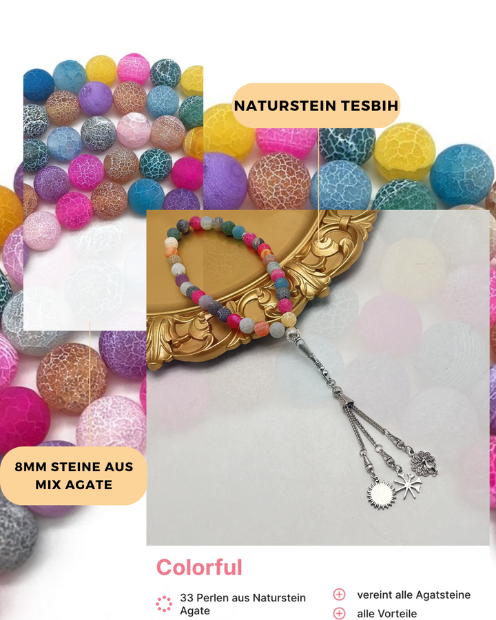 Colorful Agate Tesbih